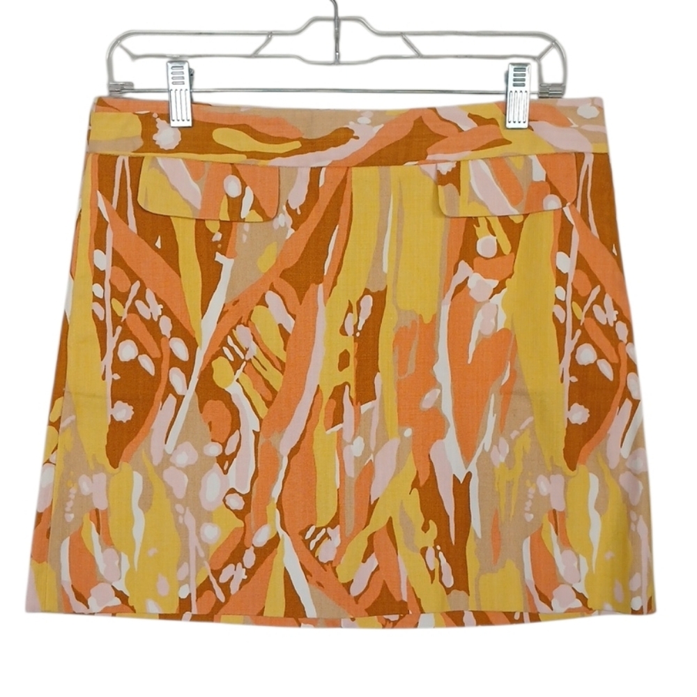 J. Crew Vibrant Orange and Yellow Mini Skirt Size 4